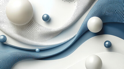 Abstract 3D Art with Spheres and Textured Waves.