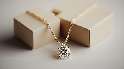 Stunning Diamond Necklace Encased in Elegant Box for Gift Giving : Generative AI