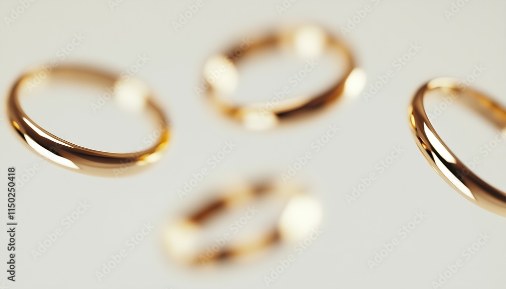 Aufkleber elegant floating gold rings on minimalistic soft beige background : generative ai