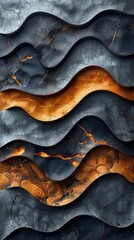 Abstract Dark Gray and Gold Wave Texture Background