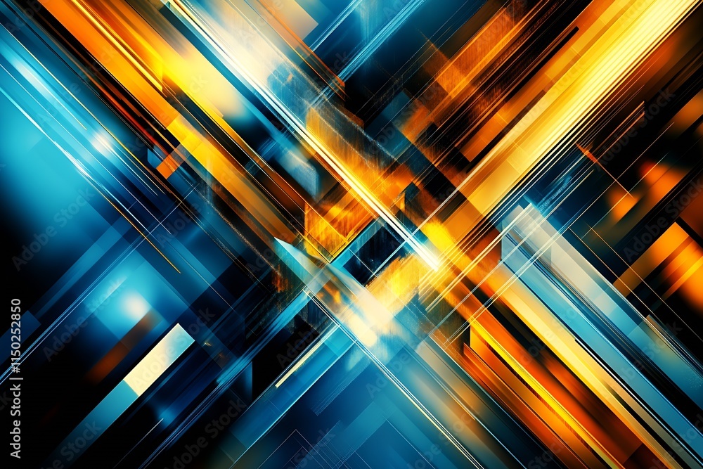 Fototapete Dynamic Interplay of Colorful Lights and Abstract Geometric Patterns : Generative AI