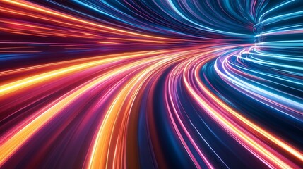 Obraz premium Swirling Neon Light Trails in Dynamic Urban Motion Setting : Generative AI