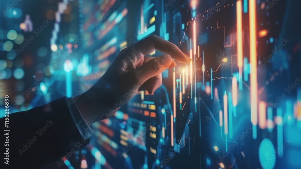Poster hand interacting with data visualization