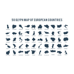 European countries map icons set design illustration