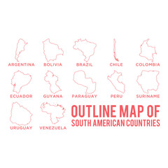 Fototapeta premium South American countries map icons set design illustration