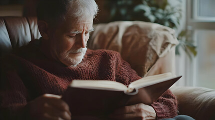 Caregiver Reading to Elderly in Cozy Home Concept Emotional Support Companionship Image