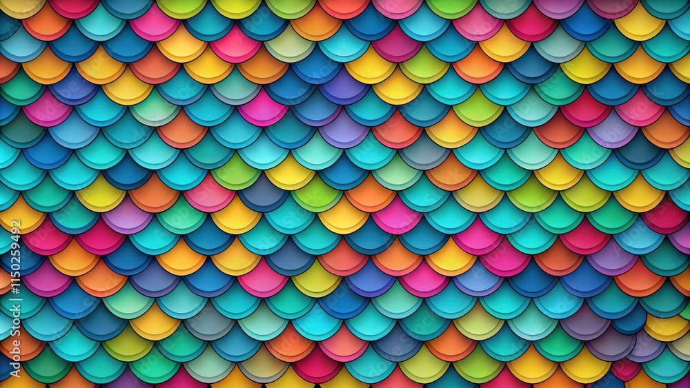 Poster vibrant scaled pattern a colorful, overlapping semicircle design ideal for backgrounds and textures