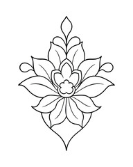 Elegant Floral Ornament Design - Decorative Line Art for Crafts and Graphics