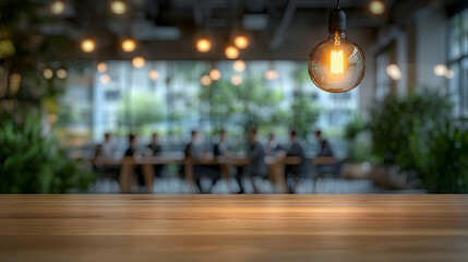 Bokeh Digital Art of Business Meeting in Modern Cafe with Soft Lighting
