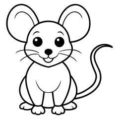 Adorable Kawaii Mouse for Coloring Books.