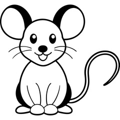 Adorable Kawaii Mouse for Coloring Books.