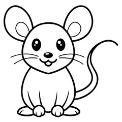 Adorable Kawaii Mouse for Coloring Books.