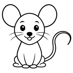 Adorable Kawaii Mouse for Coloring Books.