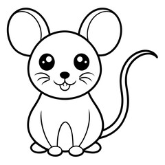 Adorable Kawaii Mouse for Coloring Books.