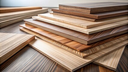Naklejka premium A Collection of Wood Veneer Samples in Various Colors and Grain Patterns for Furniture Making and Interior Design Projects