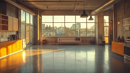 Fototapeta premium Modern Industrial Loft with City View