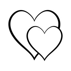 Vector heart illustration in line art style. Graphic monochrome drawing. Hand drawn heart outline sketch, ink illustration. Design element for wedding invitation, Valentines day card, tattoo, logo