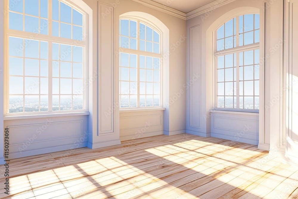 Poster glowing cube illuminates an empty room, inviting wonder and contemplation