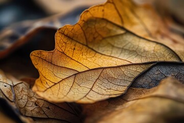 Obraz premium Dried Leaves Showcase Intricate Veins and Autumn Hues