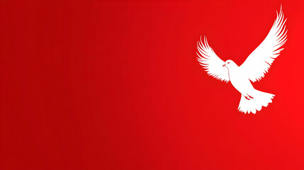 Obraz premium Glossy Red Background White Dove Silhouette Copy Space Peace Freedom Republic Day