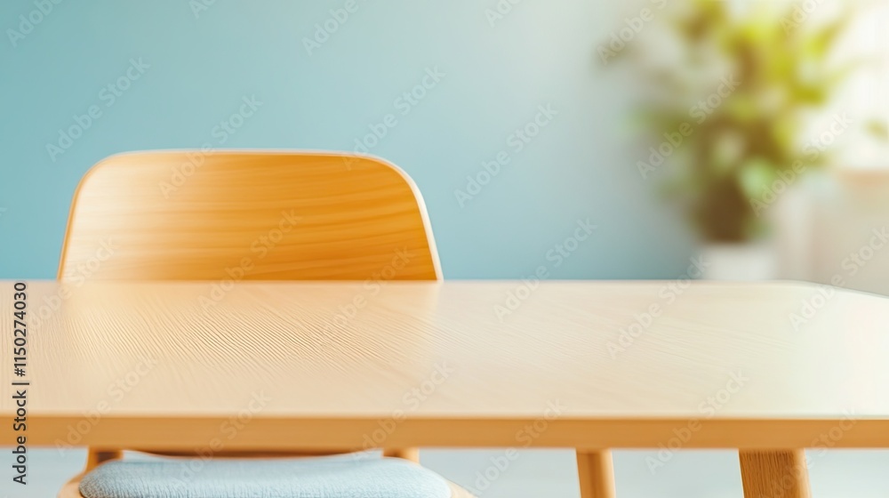 Poster empty chair invites quiet conversations at a minimalist dining table in a serene setting
