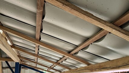 view from under the light steel tile roof. light steel tile roof