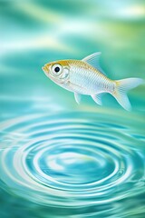 Naklejka premium A Luminous Fish Effortlessly Floats Mid-Air, Its Scales Catching the Light in Stunning Detail