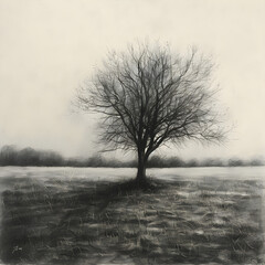 Solitary Tree in an Open Field: A Reflection on Nature's Quiet Resilience