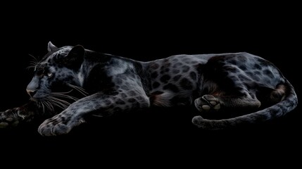 Black Panther Lying on a Black Background