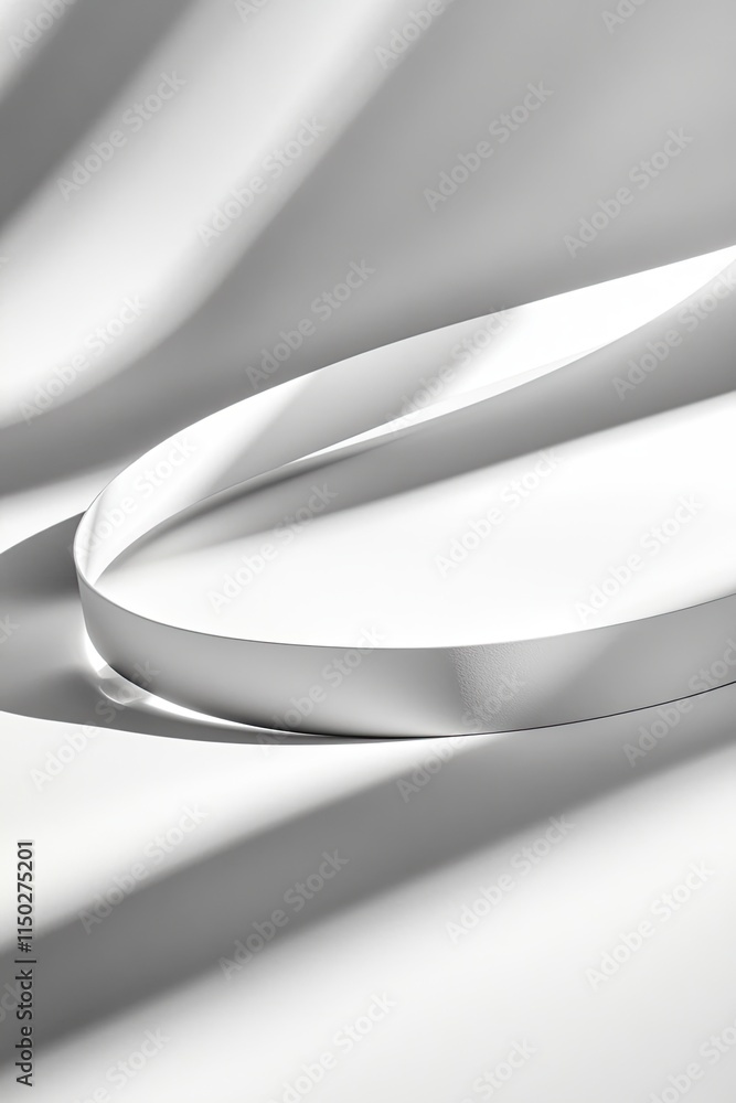 Poster Elegant Earpieces Resting on a Pristine White Desk Surrounded by Soft Shadows and Textures