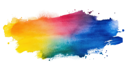 Rainbow-colored brushstroke, transparent background