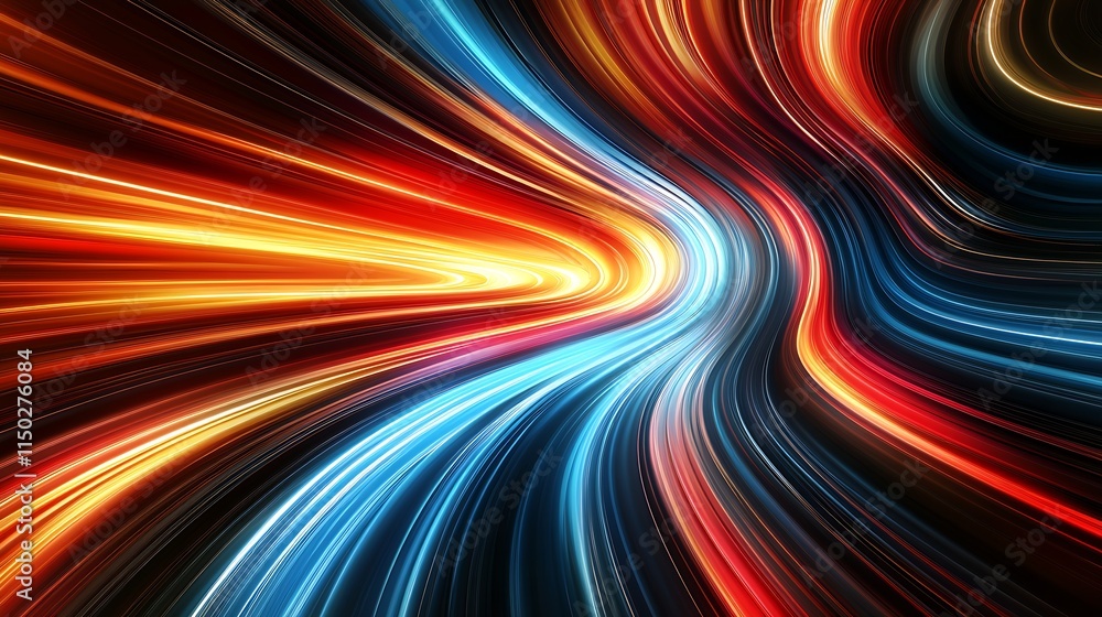 Aufkleber hypnotic vibrant light wave abstraction with dynamic multiple colors swirling motion : generative ai