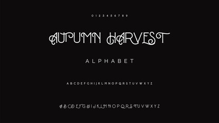 Craft vintage typeface design. Graphic display alphabet. Fantasy type letters. Latin characters, numbers. Vector illustration. Old badge, label, logo template.