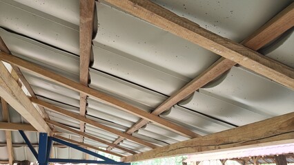 view from under the light steel tile roof. light steel tile roof