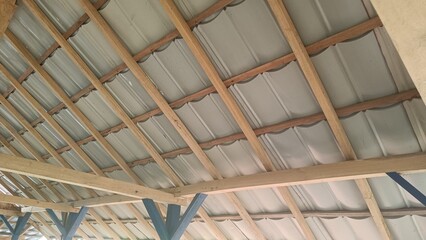view from under the light steel tile roof. light steel tile roof