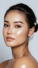 Radiant Beauty A Close-Up Portrait of a Woman with Flawless Skin