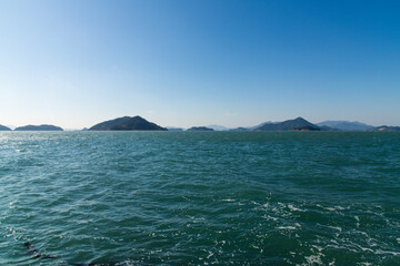 sea and island on a sunny day