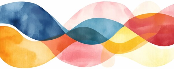 Obraz premium Abstract watercolor shapes for branding concept. Colorful wave patterns in a fluid watercolor style create a vibrant, artistic background.