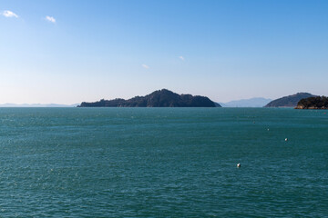 sea and island on a sunny day