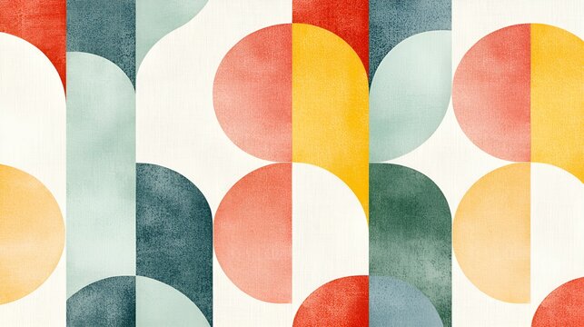 Abstract watercolor shapes for branding concept. Abstract geometric pattern with colorful circles and stripes on a light background.