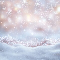 Winter Landscape With Snowflakes and Frosted Ground Creating a Serene Atmosphere During a Light Snowfall in a Wintry Setting