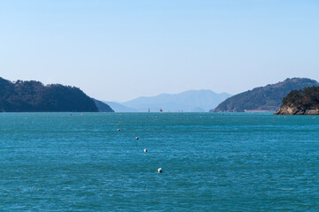 sea and island on a sunny day