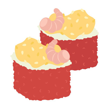 red sushi rolls with shrimp topping clip art preview