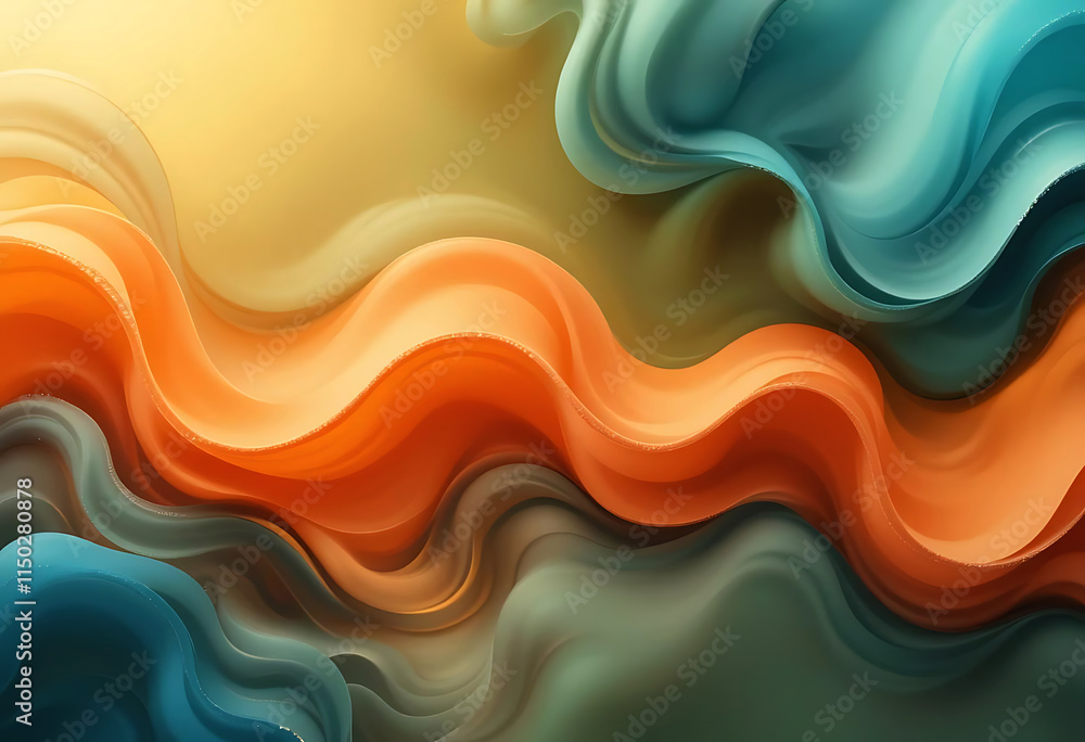 Poster fluid shapes with gradient color transitions, abstract flowing background design.