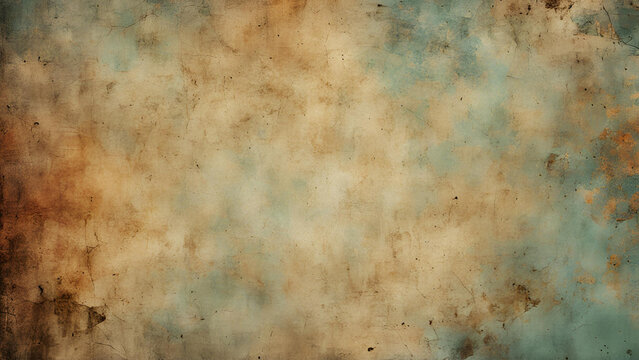 Grunge textured paper backdrop in tones of earth, blue and brown