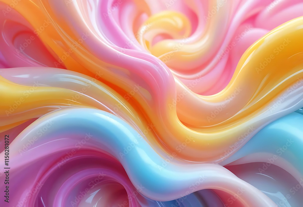 Poster fluid shapes with gradient color transitions, abstract flowing background design.