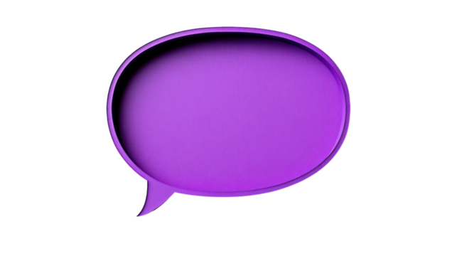 Purple speech bubble, transparent background - Powered by Adobe