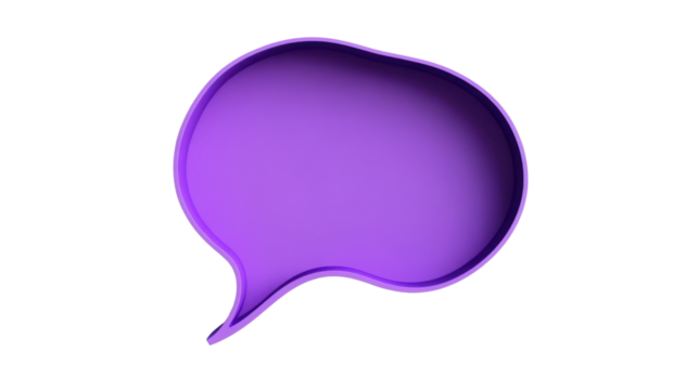 Purple speech bubble, transparent background