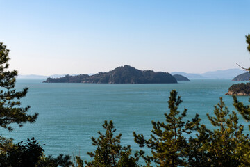 sea and island on a sunny day