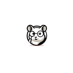 Cartoon Hamster Face Illustration with Monocle Glasses